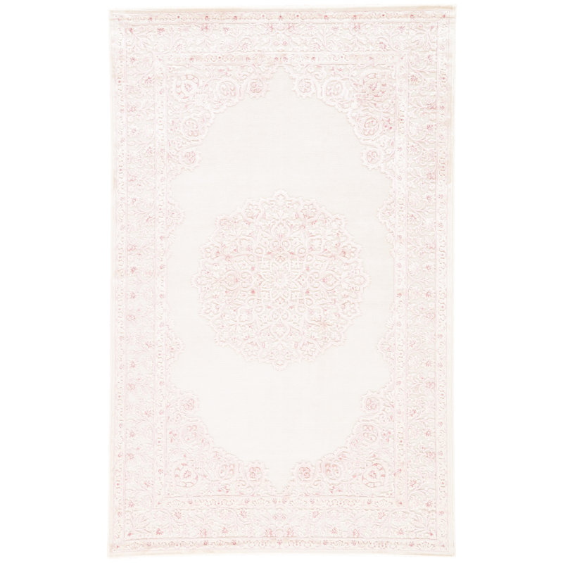 Bungalow Rose Fontanne Power Loom Ivory/Baby Pink Area Rug & Reviews